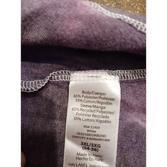 Purple Ice Tie Dye Raglan 3/4 Sleeve T-Shirt NWT Size 3XL - Picture 5 of 5